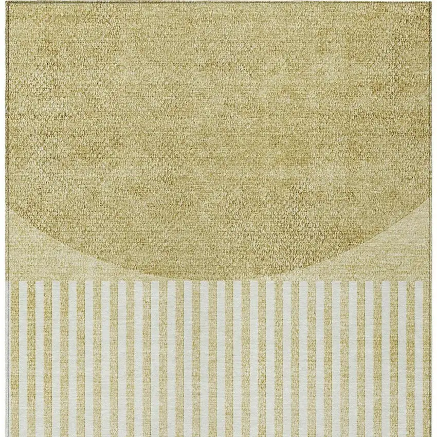 Wheat And Ivory Geometric Washable Indoor Outdoor Area Rug Photo 5