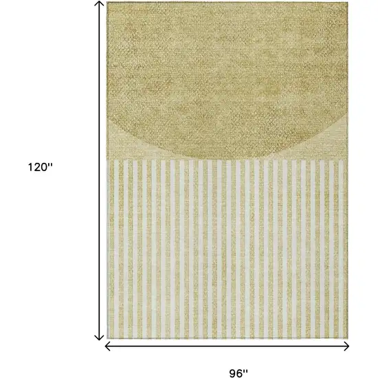 Wheat And Ivory Geometric Washable Indoor Outdoor Area Rug Photo 9