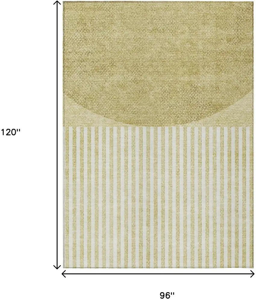 Wheat And Ivory Geometric Washable Indoor Outdoor Area Rug Photo 9