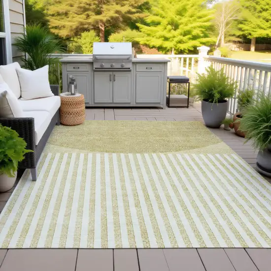 Wheat And Ivory Geometric Washable Indoor Outdoor Area Rug Photo 5
