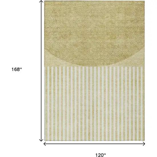 Wheat And Ivory Geometric Washable Indoor Outdoor Area Rug Photo 9