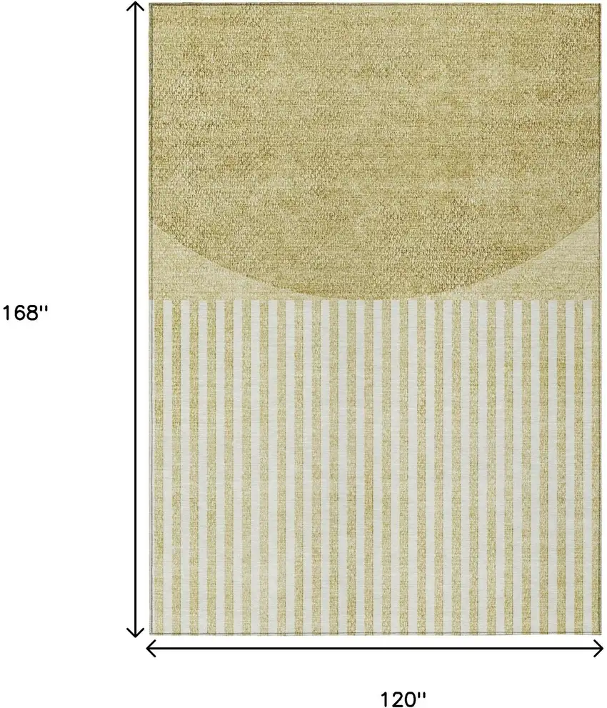Wheat And Ivory Geometric Washable Indoor Outdoor Area Rug Photo 9