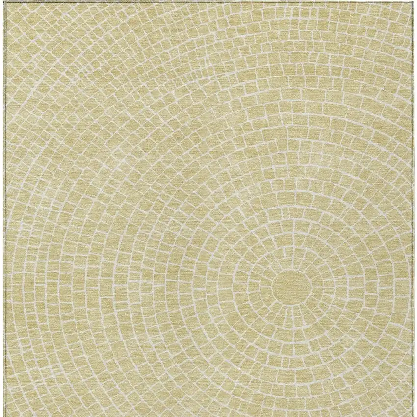 Wheat And Ivory Geometric Washable Indoor Outdoor Area Rug Photo 3