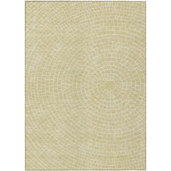 Wheat And Ivory Geometric Washable Indoor Outdoor Area Rug Photo 1