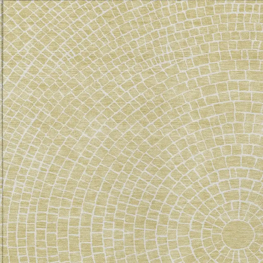Wheat And Ivory Geometric Washable Indoor Outdoor Area Rug Photo 2