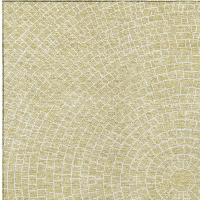 Wheat And Ivory Geometric Washable Indoor Outdoor Area Rug Photo 2