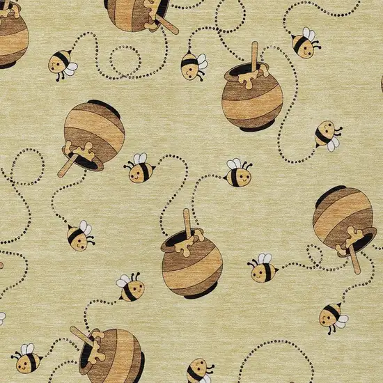 Wheat And Ivory Geometric Washable Indoor Outdoor Area Rug Photo 5