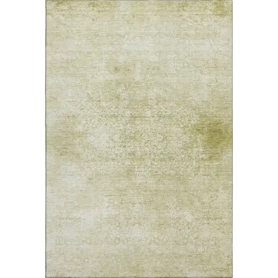 Wheat And Ivory Oriental Washable Area Rug With UV Protection Photo 5