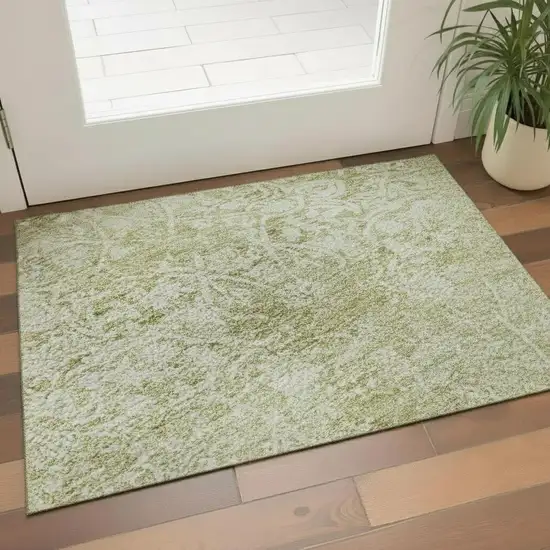Wheat And Ivory Oriental Washable Area Rug With UV Protection Photo 2