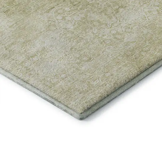 Wheat And Ivory Oriental Washable Area Rug With UV Protection Photo 6