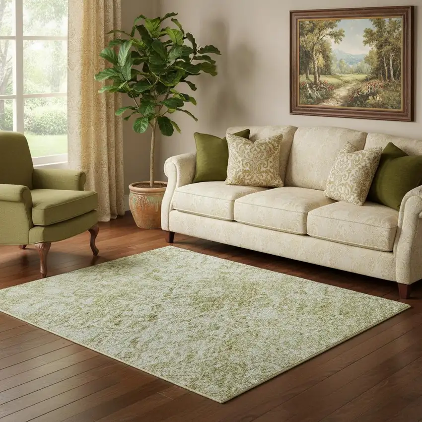 Wheat And Ivory Oriental Washable Area Rug With UV Protection Photo 2