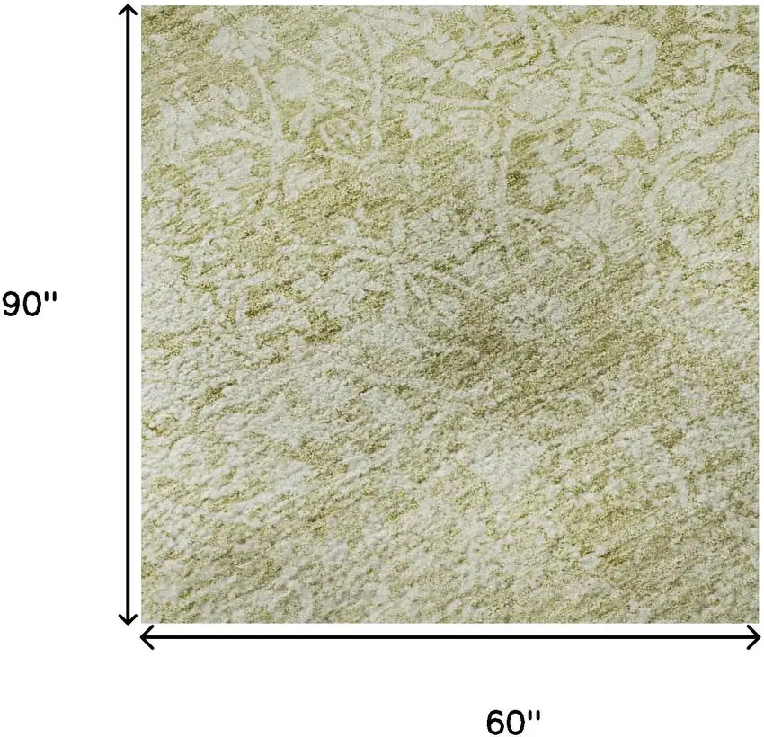 Wheat And Ivory Oriental Washable Area Rug With UV Protection Photo 8