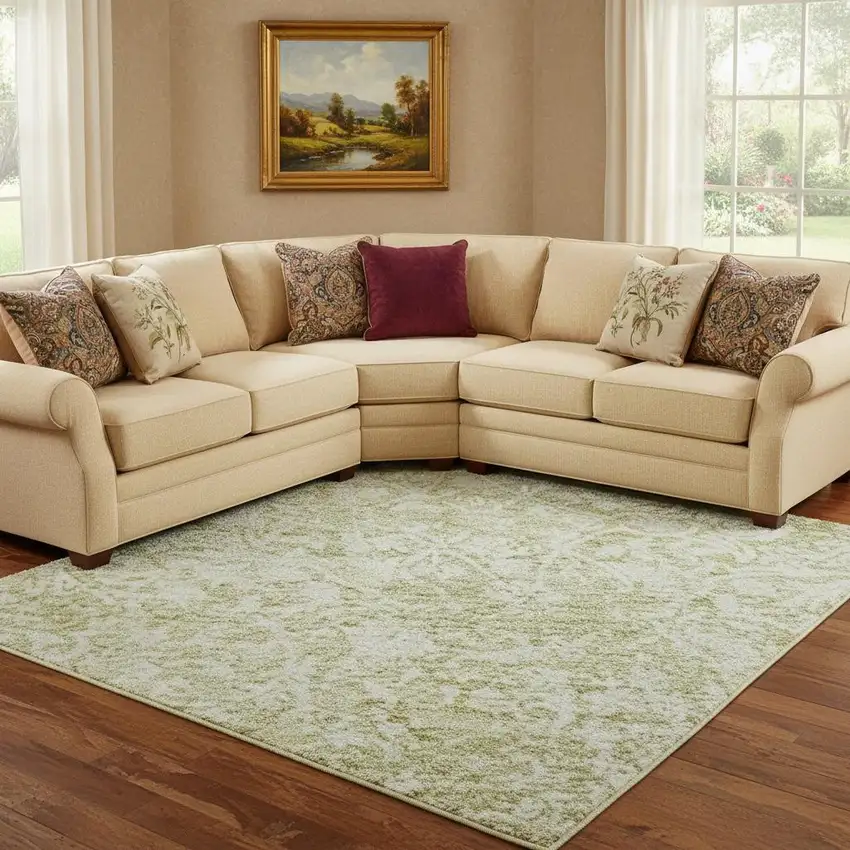 Wheat And Ivory Oriental Washable Area Rug With UV Protection Photo 2