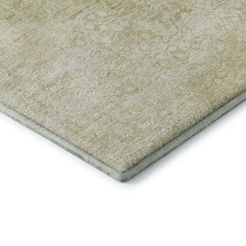 Wheat And Ivory Oriental Washable Area Rug With UV Protection Photo 7