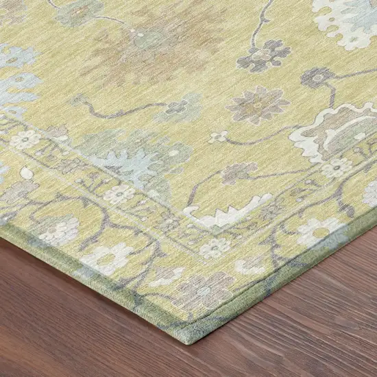 Wheat And Ivory Oriental Washable Indoor Outdoor Area Rug Photo 7