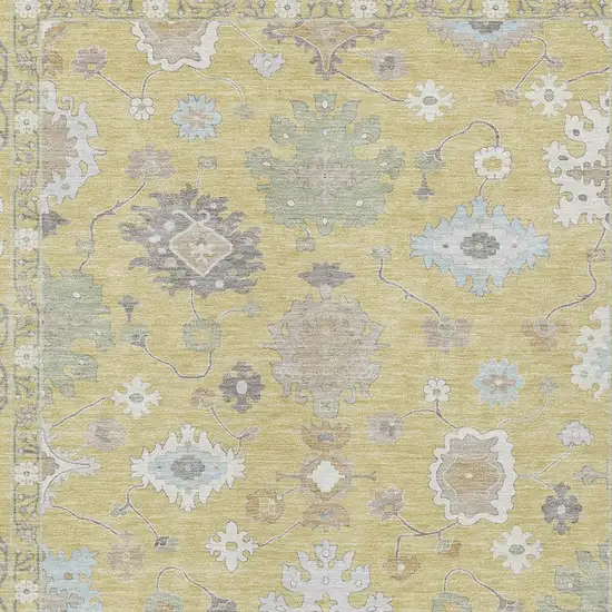 Wheat And Ivory Oriental Washable Indoor Outdoor Area Rug Photo 3