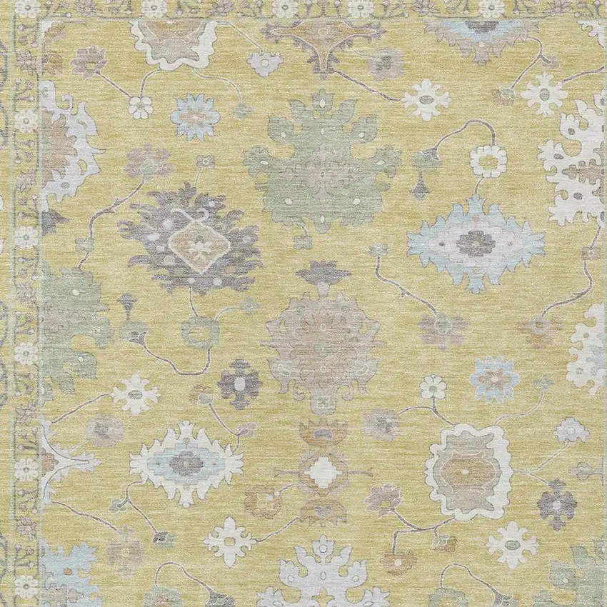 Wheat And Ivory Oriental Washable Indoor Outdoor Area Rug Photo 3
