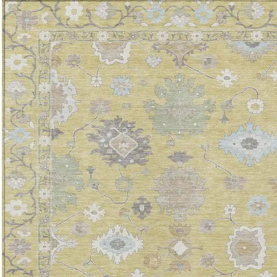 Wheat And Ivory Oriental Washable Indoor Outdoor Area Rug Photo 5