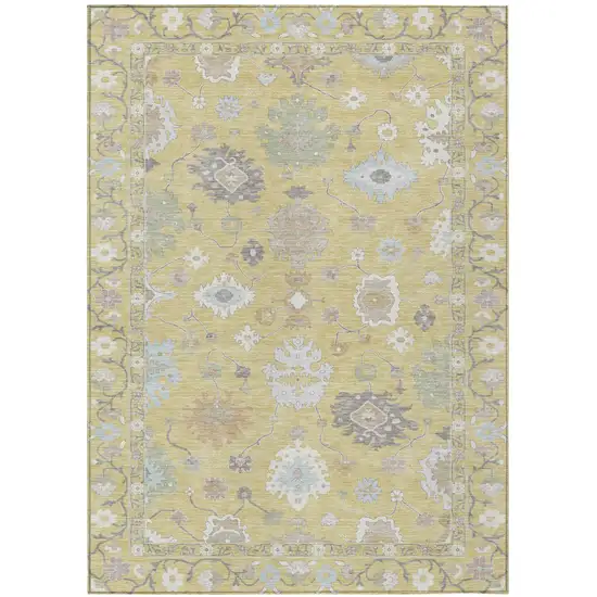 Wheat And Ivory Oriental Washable Indoor Outdoor Area Rug Photo 2