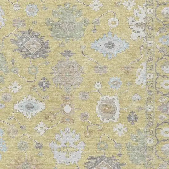 Wheat And Ivory Oriental Washable Indoor Outdoor Area Rug Photo 4