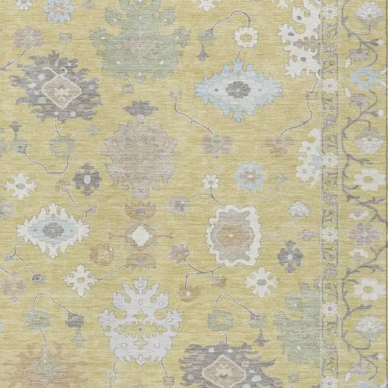 Wheat And Ivory Oriental Washable Indoor Outdoor Area Rug Photo 5