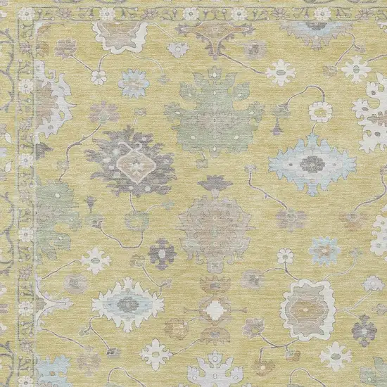 Wheat And Ivory Oriental Washable Indoor Outdoor Area Rug Photo 5