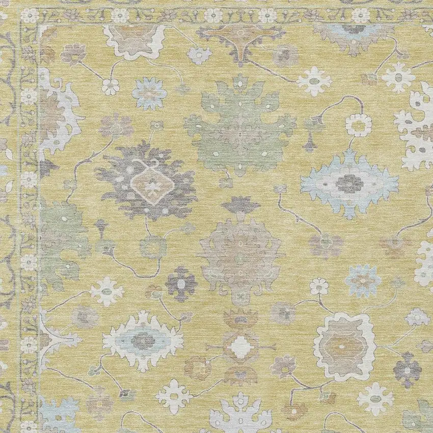 Wheat And Ivory Oriental Washable Indoor Outdoor Area Rug Photo 5