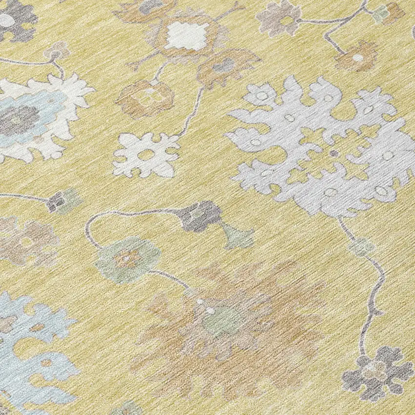 Wheat And Ivory Oriental Washable Indoor Outdoor Area Rug Photo 7