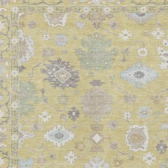 Wheat And Ivory Oriental Washable Indoor Outdoor Area Rug Photo 4