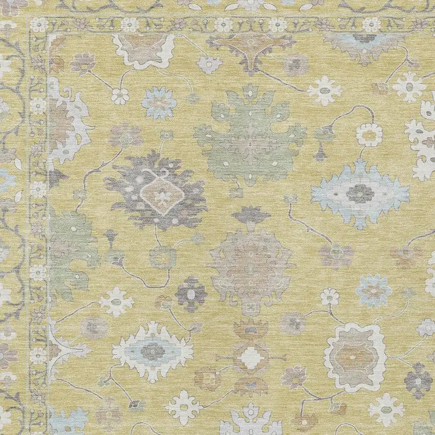 Wheat And Ivory Oriental Washable Indoor Outdoor Area Rug Photo 4