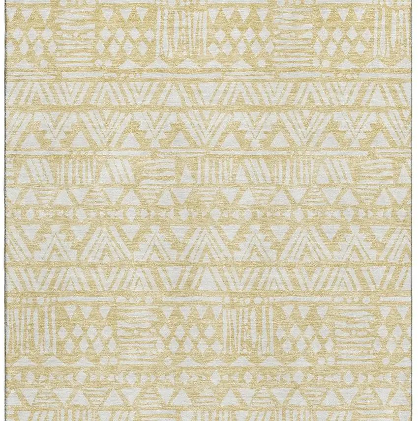 Wheat And Ivory Southwestern Washable Area Rug With UV Protection Photo 4