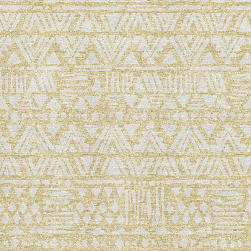 Wheat And Ivory Southwestern Washable Area Rug With UV Protection Photo 3
