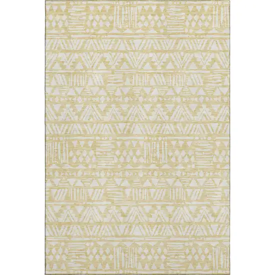 Wheat And Ivory Southwestern Washable Area Rug With UV Protection Photo 1