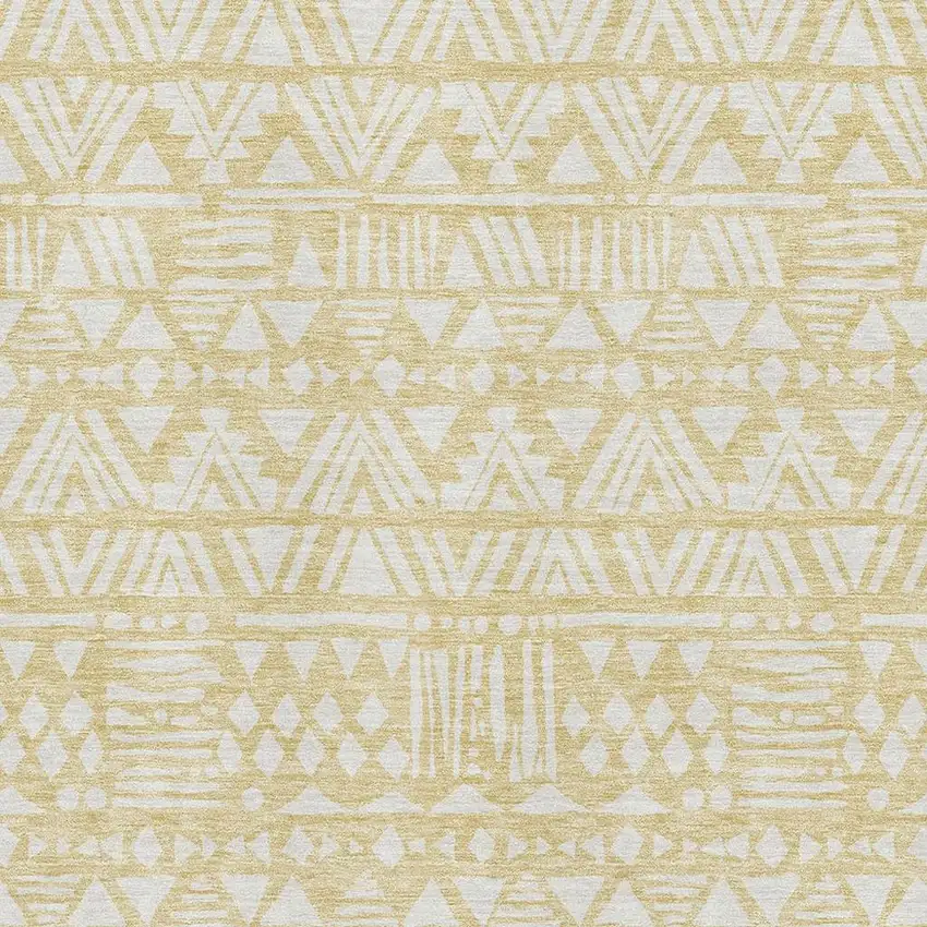 Wheat And Ivory Southwestern Washable Area Rug With UV Protection Photo 3