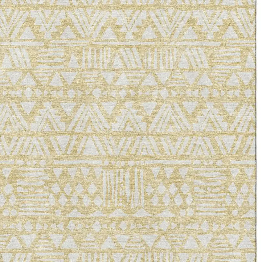 Wheat And Ivory Southwestern Washable Area Rug With UV Protection Photo 3