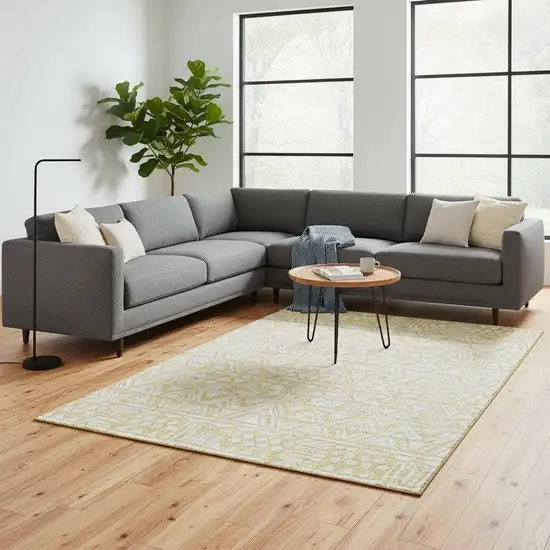 Wheat And Ivory Southwestern Washable Area Rug With UV Protection Photo 2