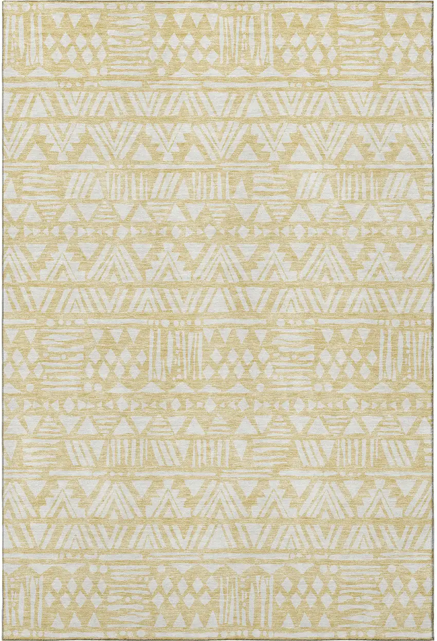 Wheat And Ivory Southwestern Washable Area Rug With UV Protection Photo 4