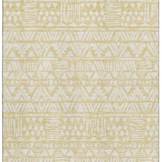 Wheat And Ivory Southwestern Washable Area Rug With UV Protection Photo 3