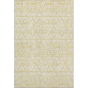 Photo of Wheat And Ivory Southwestern Washable Area Rug With UV Protection