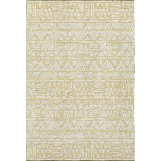 Wheat And Ivory Southwestern Washable Area Rug With UV Protection Photo 3