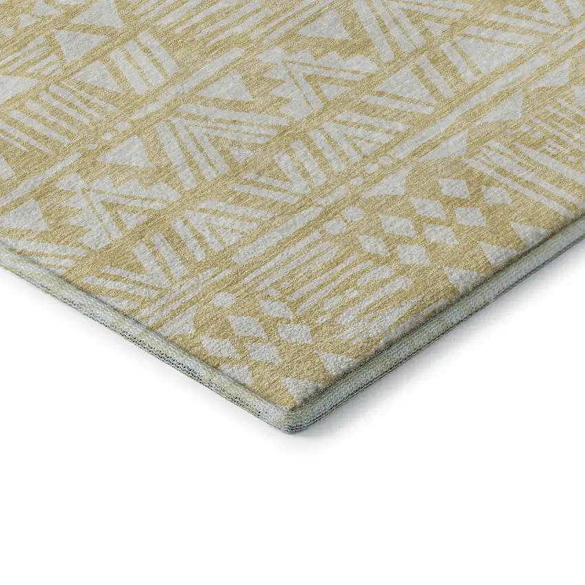 Wheat And Ivory Southwestern Washable Area Rug With UV Protection Photo 7