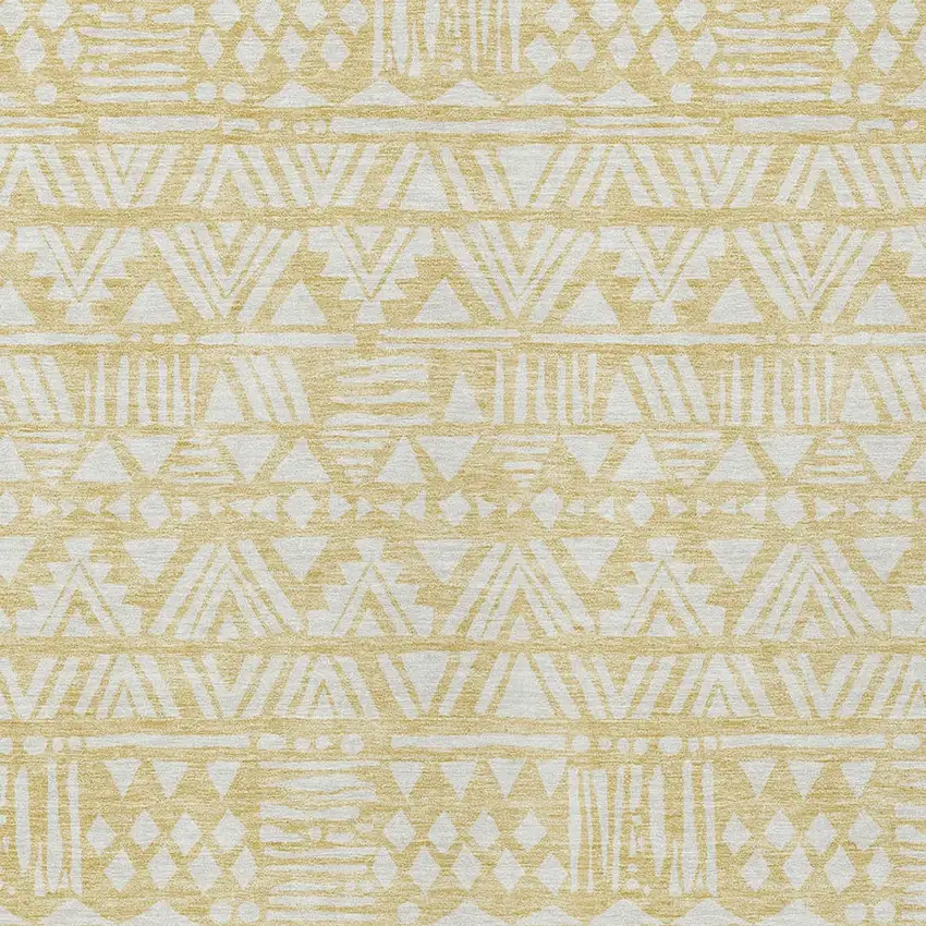 Wheat And Ivory Southwestern Washable Indoor Outdoor Area Rug Photo 6