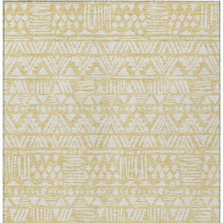Wheat And Ivory Southwestern Washable Indoor Outdoor Area Rug Photo 7
