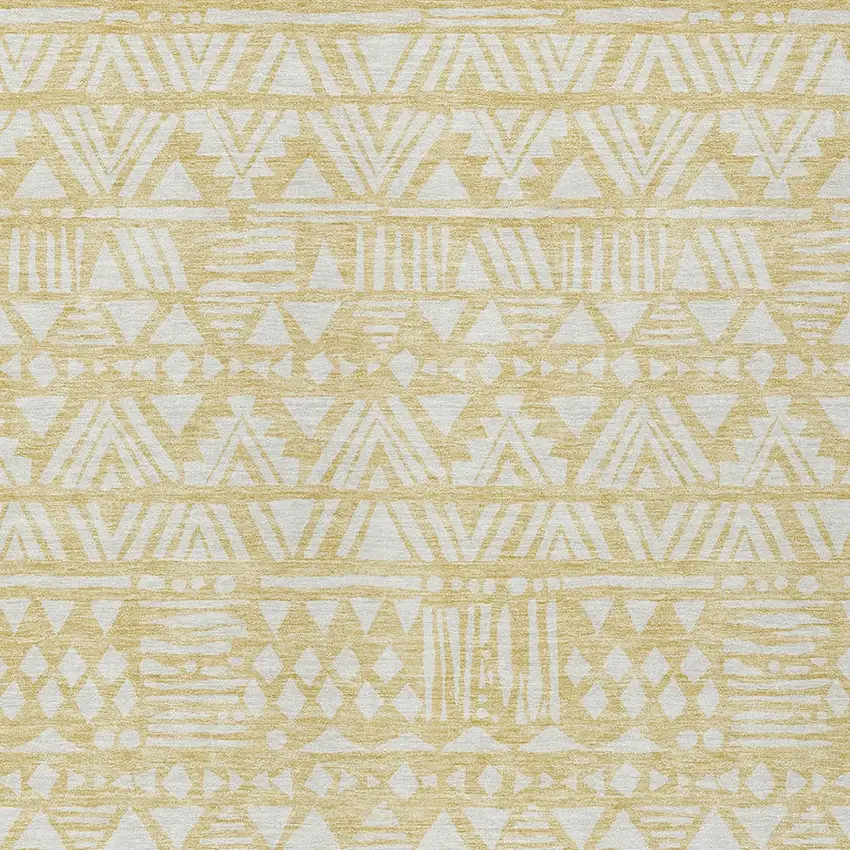Wheat And Ivory Southwestern Washable Indoor Outdoor Area Rug Photo 6