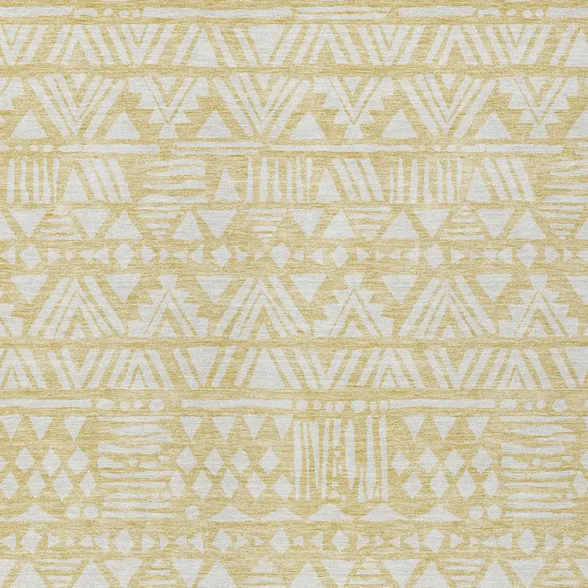Wheat And Ivory Southwestern Washable Indoor Outdoor Area Rug Photo 6