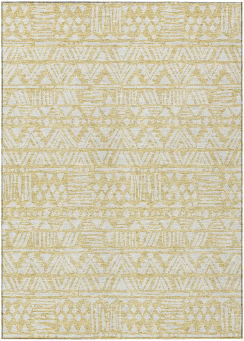 Wheat And Ivory Southwestern Washable Indoor Outdoor Area Rug Photo 2