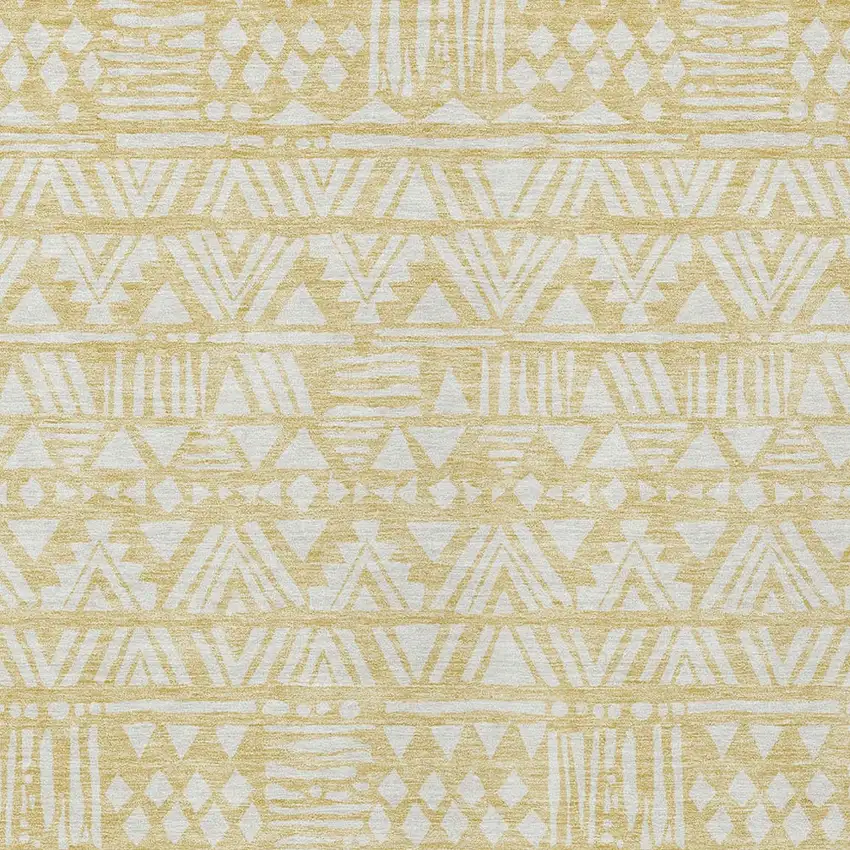 Wheat And Ivory Southwestern Washable Indoor Outdoor Area Rug Photo 6