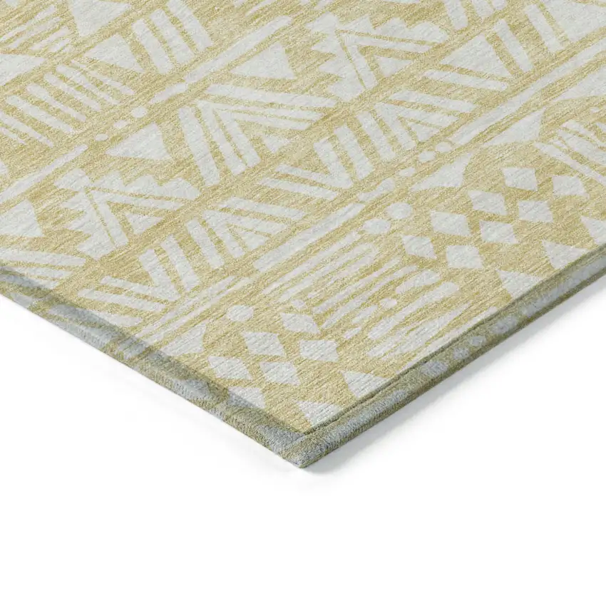 Wheat And Ivory Southwestern Washable Indoor Outdoor Area Rug Photo 5