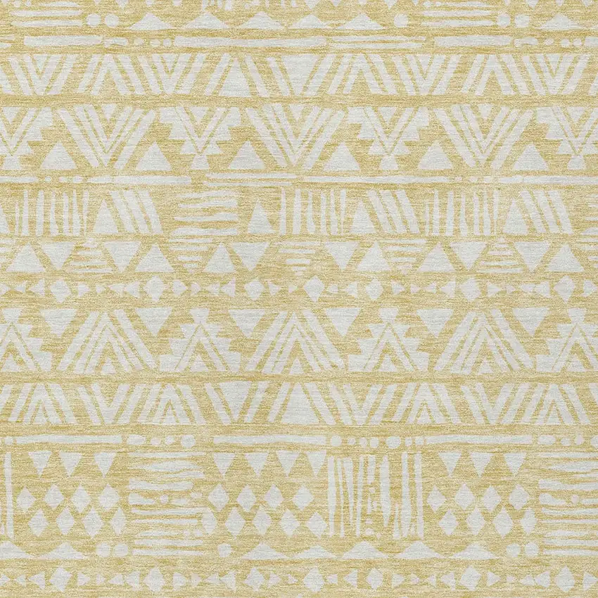 Wheat And Ivory Southwestern Washable Indoor Outdoor Area Rug Photo 6