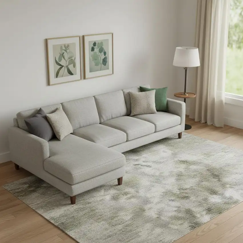 Wheat And Ivory Striped Washable Area Rug With UV Protection Photo 2